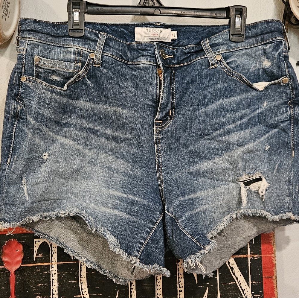 Torrid Distressed Jean Shorts in Blue